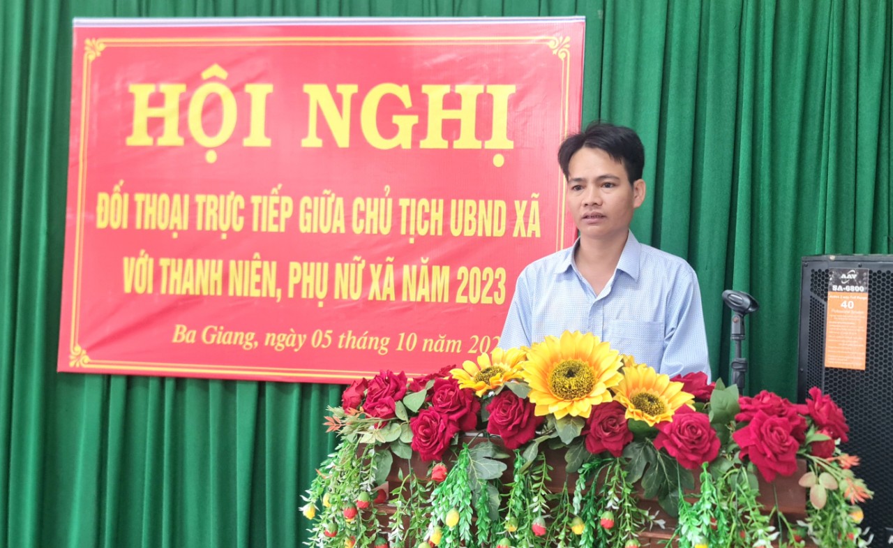 Uỷ ban nhân dân xã Ba Giang tổ chức Hội nghị đối thoại trực tiếp giữa Chủ tịch UBND xã với Thanh niên, Phụ nữ xã năm 2023