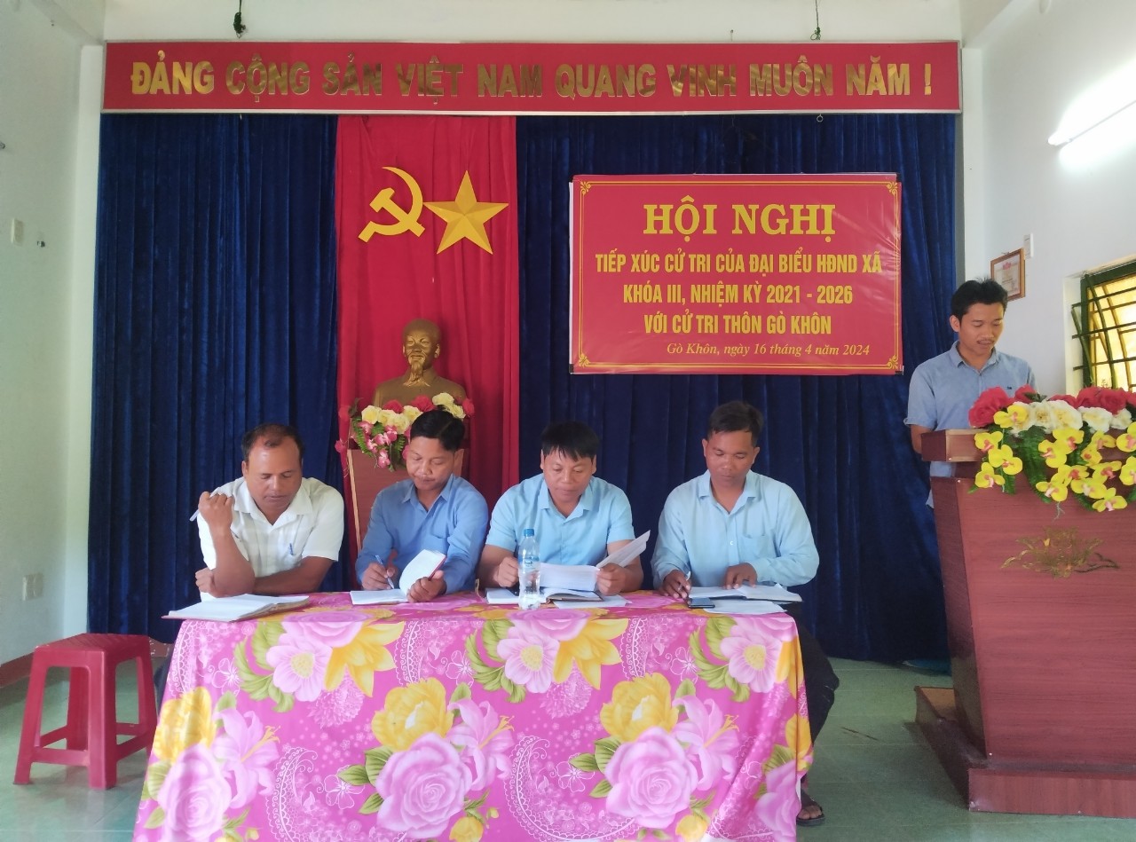Thường trực HĐND xã Ba Giang phối hợp với UBMTTQVN xã tổ chức hội nghị tiếp xúc cử tri trước kì họp thường lệ HĐND xã giữa năm 2024.